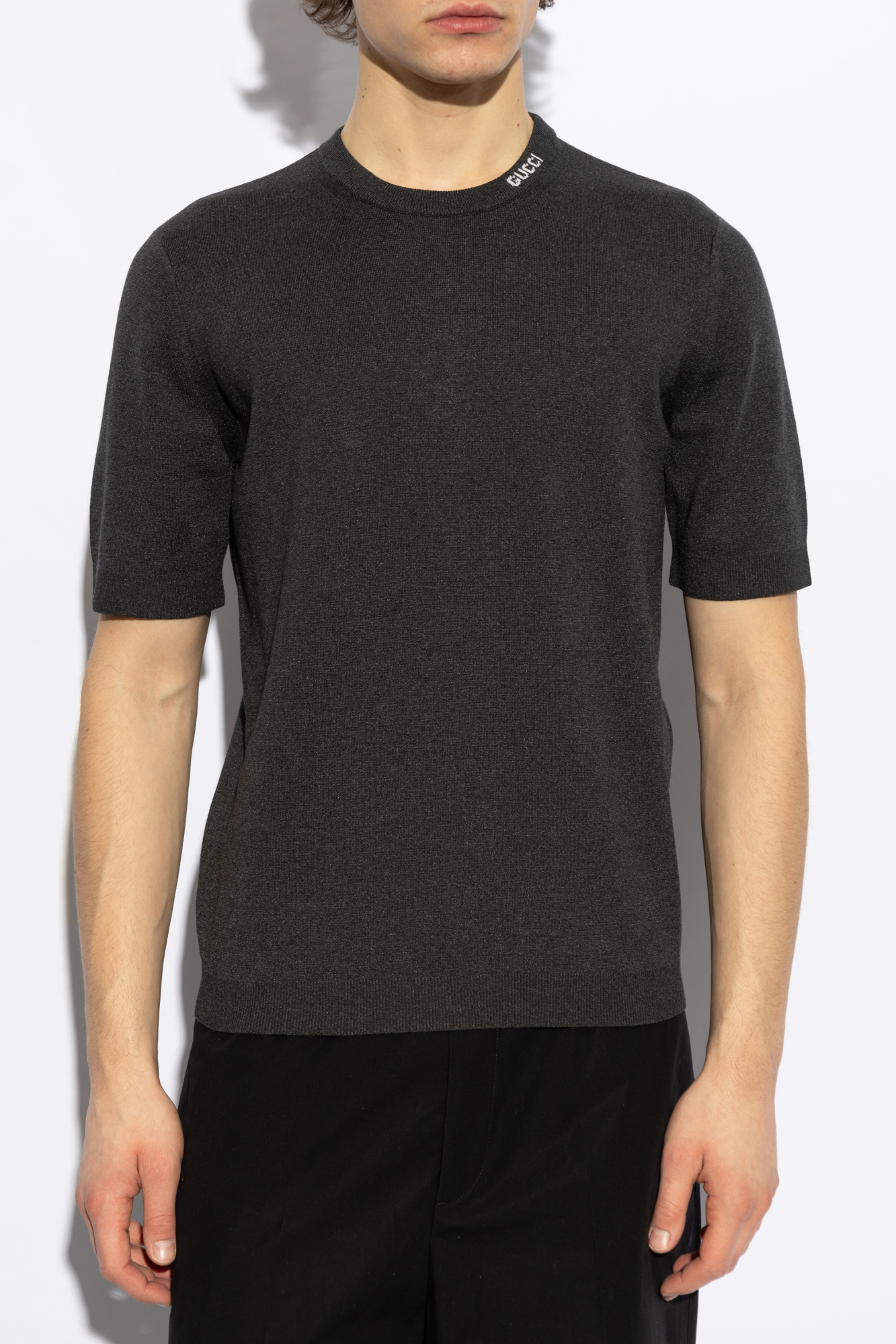 Authentic Gucci Short Sleeve Knit Cashmere Wool Silk Color